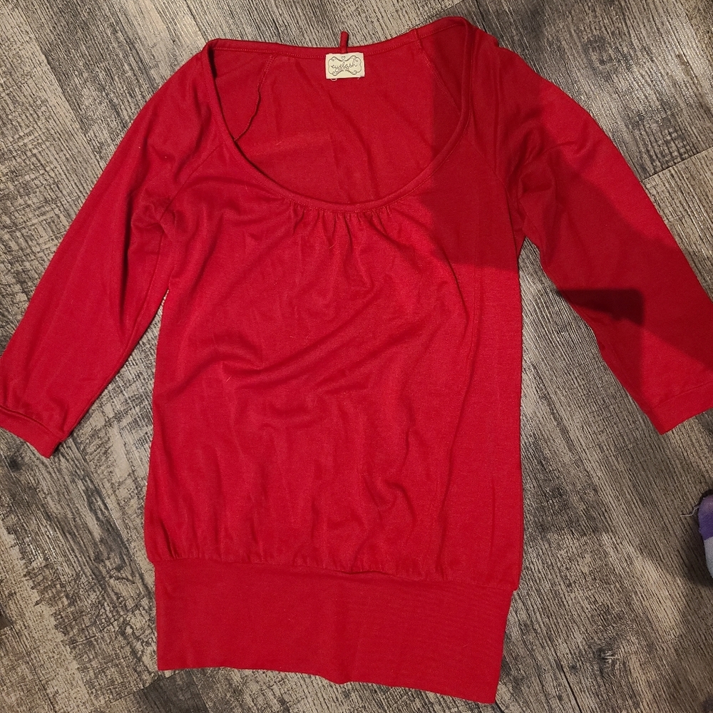 Women's Red 3/4 Sleeve Top